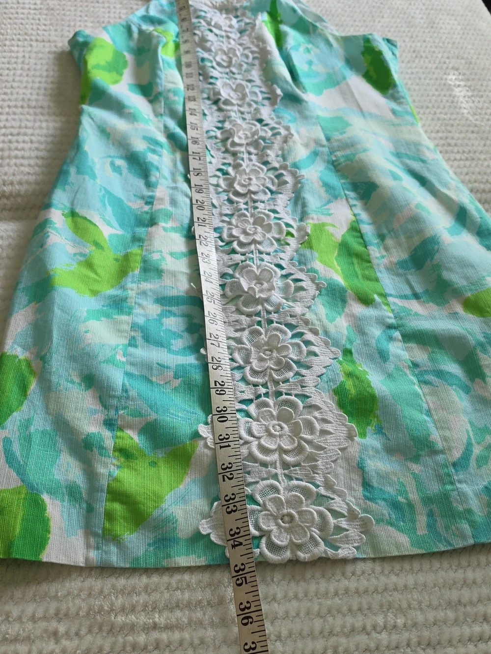 Lilly Pulitzer Aqua &  Green Floral Lace-Trim Halter Dress